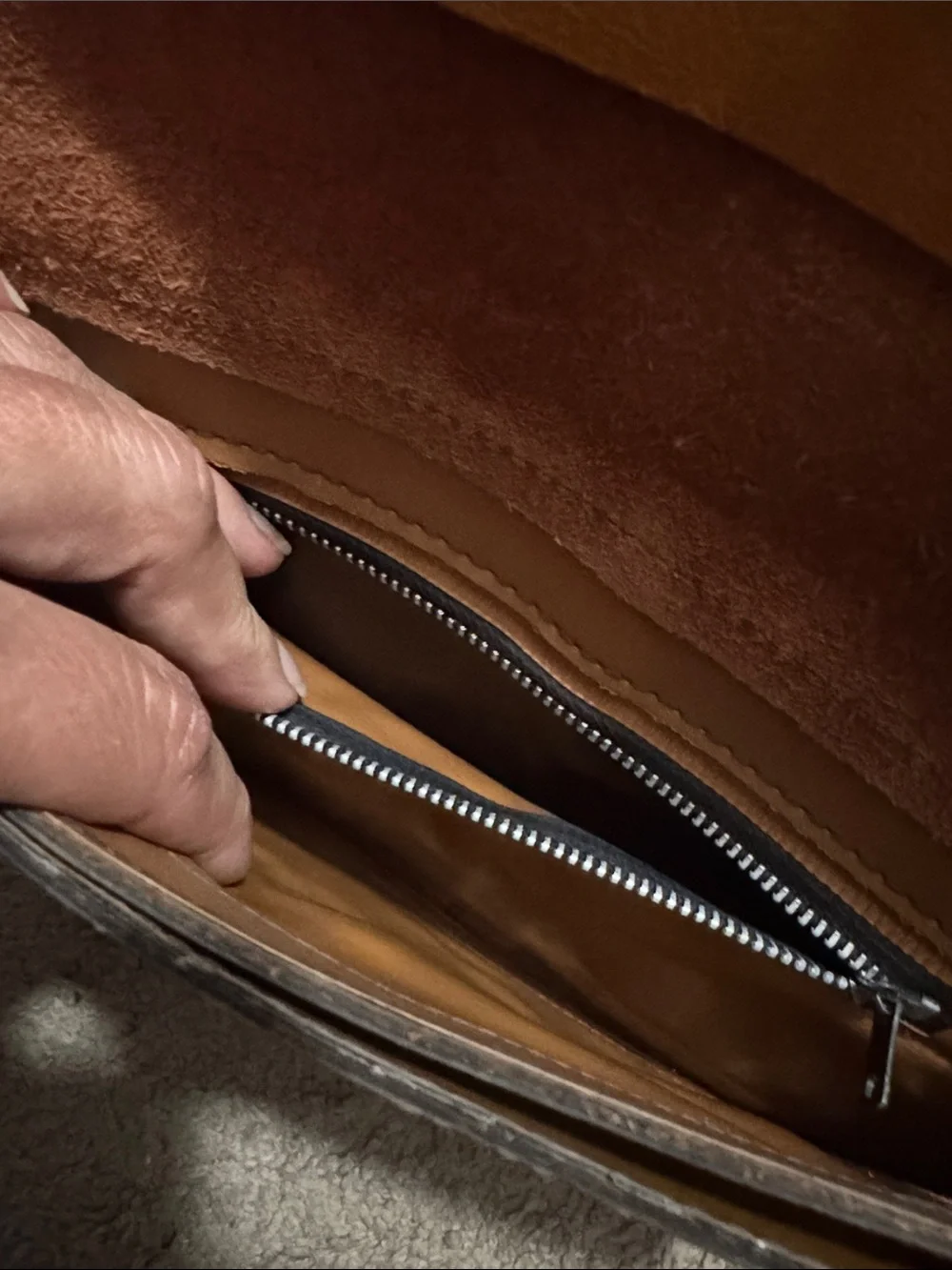 Vintage Leather Envelope Style Clutch with Hidden Wristlet Strap-Metal Corners